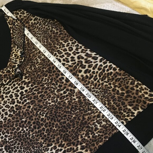 Made in Canada Black Open Waterfall Cardigan With Ruffle Collar Rosette Tank - Picture 14 of 16